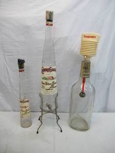 Lot of 3 Vintage Liquor Bottles Decanters, Dispensers
