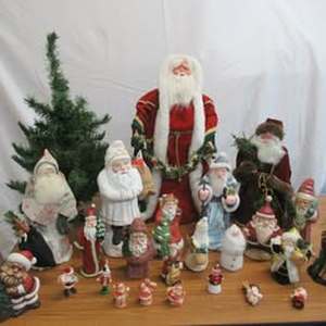 Lot Of Christmas Decor 25 Santa Clauses and 1 Small Christmas Tree