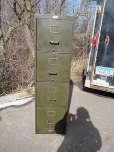 Vintage File Cabinet Army Green, 4 Drawer