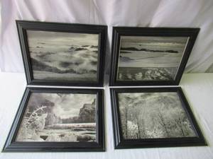 Lot of 4 wood Framed Winter Scene Prints