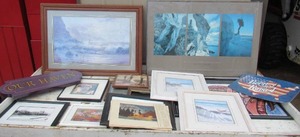 Lot of various pictures, most are framed