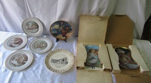 Lot of Vintage Collector Plates 2 Mothers Day in original boxes, 4 Roy Thomas Currier & Ives Winter scenes and more