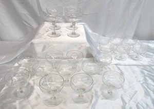 Lot of 21 Vintage Etched Barware Glasses Cocktail, Deserts- Sherbert, Champagne, Martinis, Daquiris. Art Deco Style