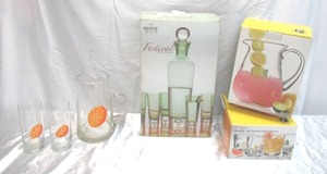 Lot of Citrus Themed Drinkware Sets. 2 are New in original boxes. Oranges Limes Lemons