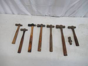Lot of 7 Vintage Ball Peen Hammers Planishing Hammers Auto Body Hammers Collectible