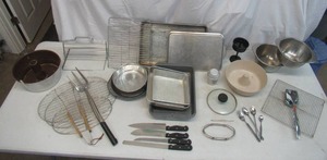 Lot of Bakeware Bundt Pans, Baking Pans, Cooling Racks, Mixing Bowls, Utensils and more