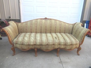 Vintage wood frame Sofa with down cushion