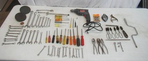Lot of Hand Tools Wrenches, Screw Drivers, Drill, Rachets and more