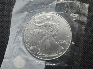 lot 58 image: 2000 Uncirculated American Silver Eagle in sealed Littleton package
