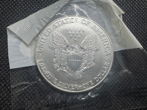 lot 59 image: 2001 Uncirculated American Silver Eagle in sealed Littleton package