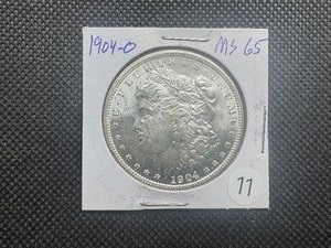 lot 11 image: 1904-O Morgan Silver Dollar Marked MS65 When Purchased - Nice Mint Luster