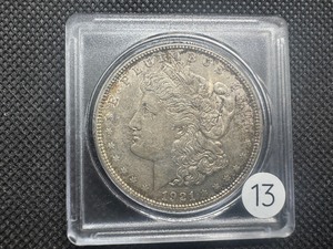 lot 13 image: 1921 Morgan Silver Dollar in Holder