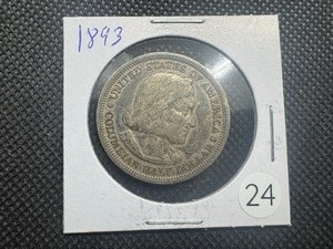 lot 24 image: 1893 Columbian Commemorative Silver Half Dollar