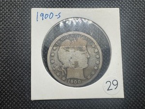 lot 29 image: 1900-S Silver Barber Half Dollar