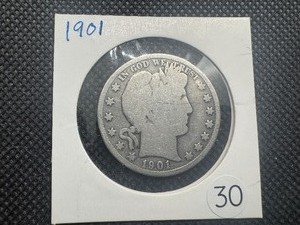 lot 30 image: 1901 Silver Barber Half Dollar