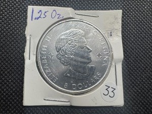 lot 33 image: BU 2018 1.25 Oz. .9999 Silver Canadian Buffalo Coin