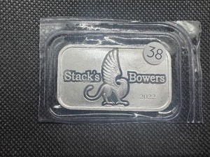 lot 38 image: 2022 One Ounce .999 Silver Stacks & Bowers Bar