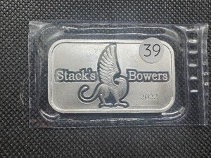 lot 39 image: 2022 One Ounce .999 Silver Stacks & Bowers Bar