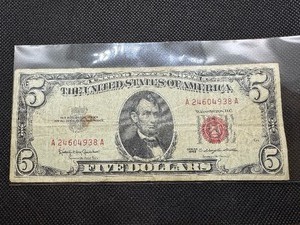 lot 82 image: 1963 Series Red Seal Five Dollar Bill
