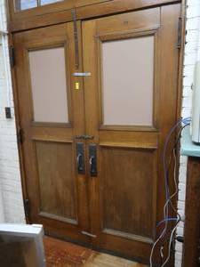 lot 57 image: 2 ANTIQUE WOODEN DOUBLE DOORS