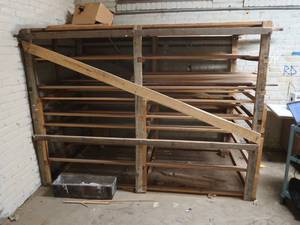 lot 62 image: RANDOM ASSORTMENT OF WOOD AND WOOD RACK