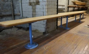 lot 107 image: 2 LONG MAPLE BENCHES