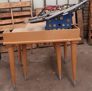 lot 124 image: 2 TABLES, A CHAIR, BIN FULL OF FOAM MATS