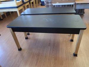 lot 140 image: 2 WOODEN TABLES  DESK