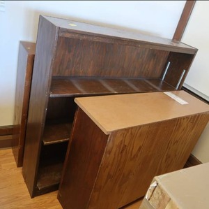 lot 151 image: 3 WOODEN SHELVES