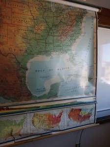 lot 192 image: 2 VINTAGE WORLD AND COUNTRY ROLL UP MAPS