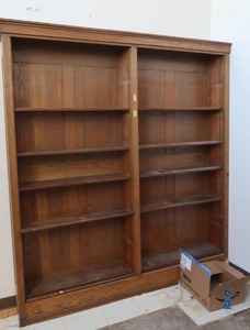 lot 193 image: 2 LARGE WOODEN BOOKSHELVES