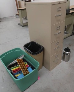 lot 189 image: FILING CABINET, TRASH BIN,