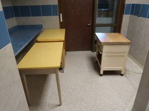 lot 234 image: 1 ROLLING TABLE AND A STAND ALONE DRESSER