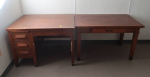 lot 239 image: 2 VINTAGE WOODEN DESKS