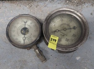 lot 249 image: 2 VINTAGE  ANTIQUE PRESSURE GAUGES