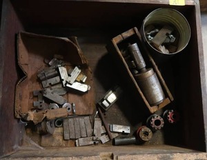 lot 266 image: ANTIQUE WOODEN DRAWER WITH NPT PIPE DIES