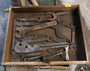 lot 267 image: 3 ANTIQUE WOODEN DRAWERS FILLED WITH TOOLS AND FILES