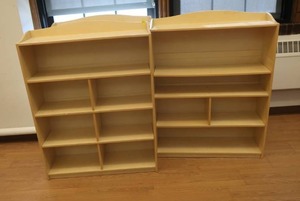 lot 304 image: 3 MATCHING WOODEN SHELVES