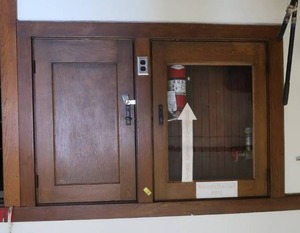 lot 382 image: 2 ANTIQUE WOODEN CABINET DOORS