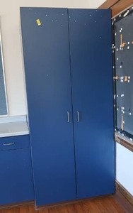 lot 383 image: 2 TALL BLUE CABINETS