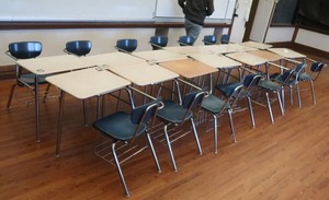 lot 402 image: 14 DESK WITH BUILT IN CHAIR