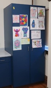 lot 411 image: 2 TALL BLUE CABINETS