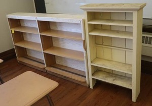 lot 417 image: 2 WOODEN SHELVES