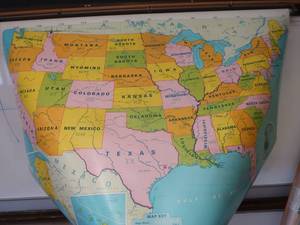 lot 471 image: 2 ROLL UP USA MAP AND WORLD MAP  VINTAGE ANTIQUE