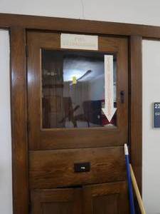 lot 494 image: ANTIQUE WOODEN CABINET GLASS DOOR, 2 WOODEN SMALLER DOORS