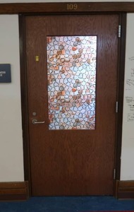 lot 507 image: WOODEN DOOR WITH BULLET PROOF GLASS