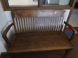 lot 570 image: ANTIQUE WOODEN BENCH