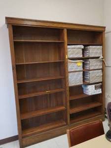 lot 590 image: ANTIQUE  WOODEN DOUBLE SHELF