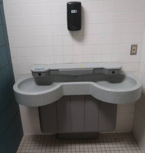 lot 597 image: SINK WITH AUTOMATIC SENSORS, AIR DRYER, PAPER TOWEL DISPENSER, SOAP DISPENSER