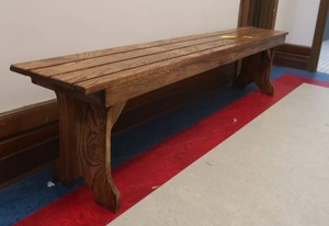 lot 599 image: ANTIQUE  VINTAGE WOODEN BENCH